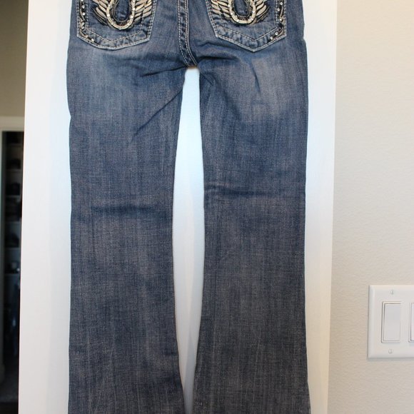 Girls Miss Me Bootcut Jeans sz 10 Style JK5814B Flying Horseshoe - Picture 3 of 5
